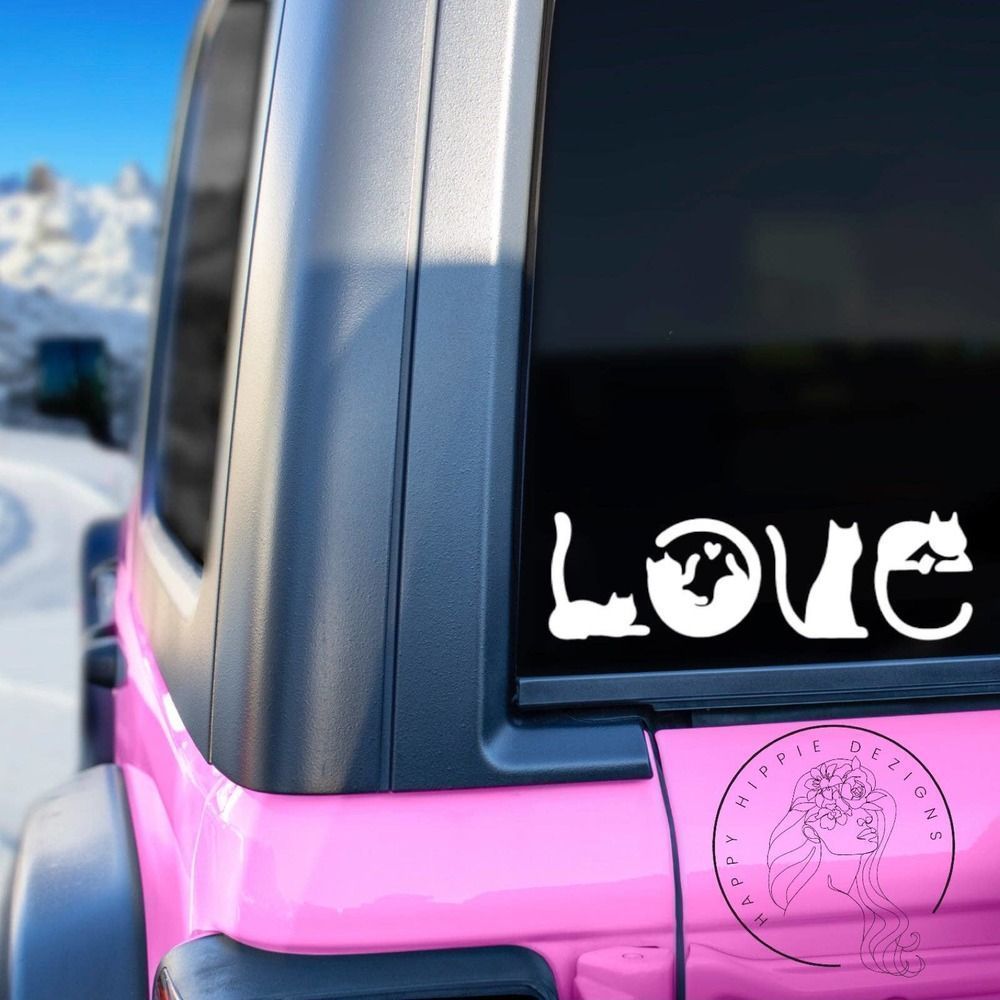 Cute Cat Love Vinyl Decal